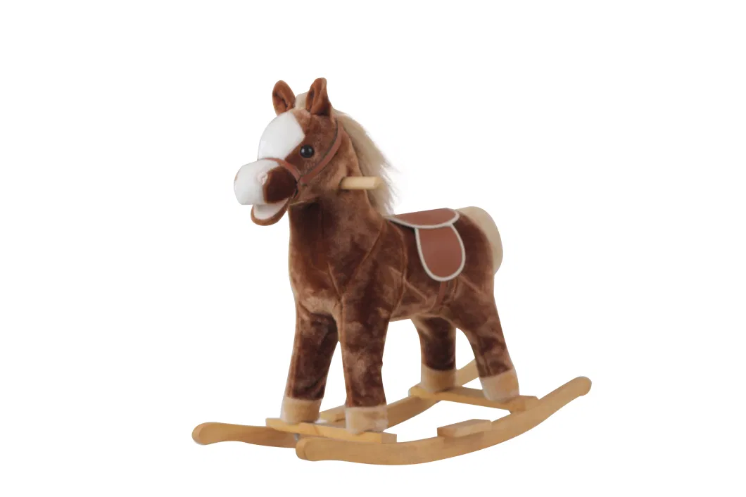 Wholesale Toddler Rocking Chair Trojan Rocking Horse Plush Dolls Wooden Riding Rocking Horse Plush Toys