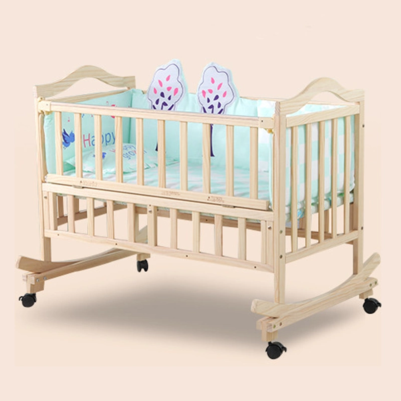 Solid Wood Baby Crib European Multi-Functional Newborn Pine Baby Bed Cradle/Children&prime;s Cot Bed