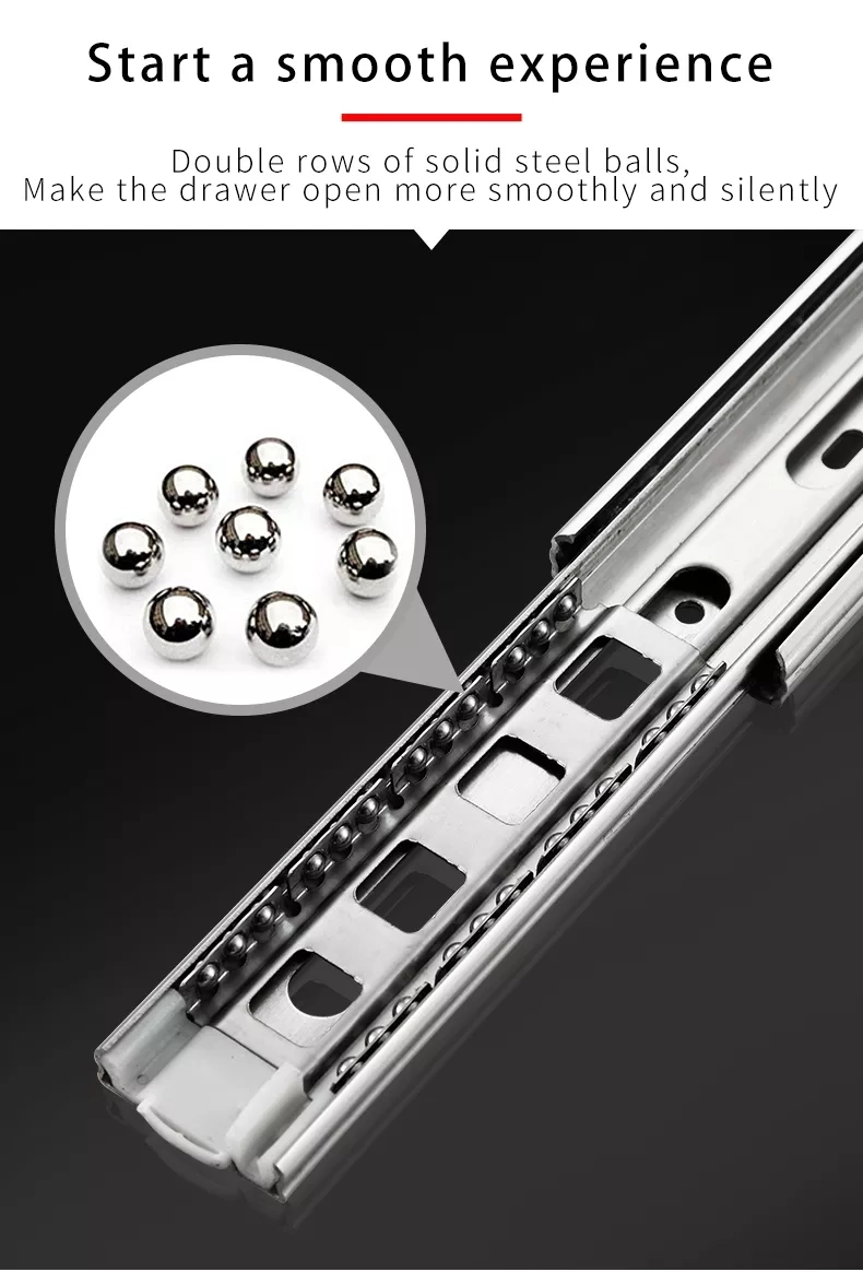 Hot Sale 25/30/35/40/45/50mm Zinc Plated Ball Bearing Drawer Slide for Furniture