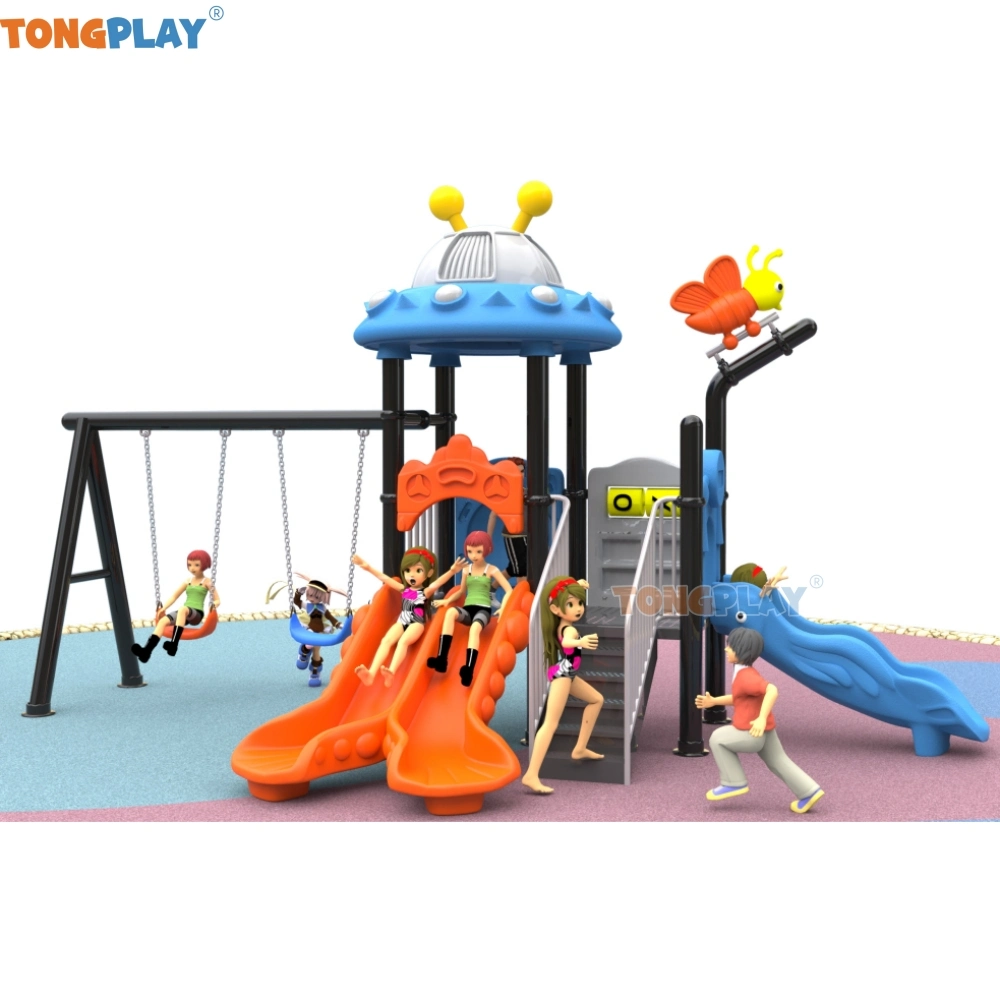 Outdoor Playground Swing Set with Plastic Children Slide Equipment for Park Game