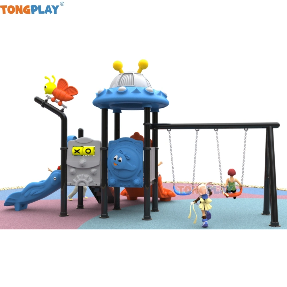 Outdoor Playground Swing Set with Plastic Children Slide Equipment for Park Game