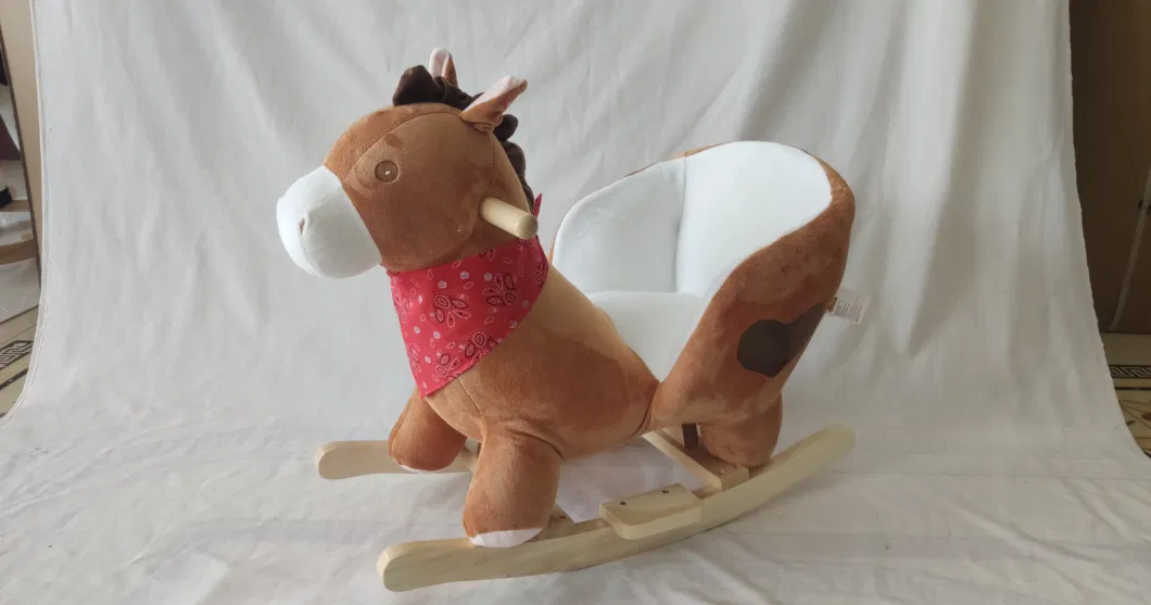 Plush Toys Wholesale Children&prime; S Plush Horse Toys Baby Riding Wooden Plush Shaking Horse Bear Toys