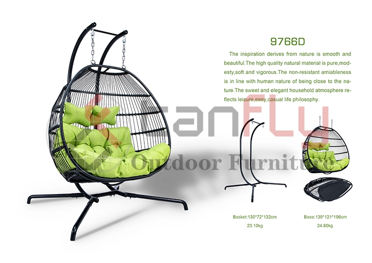 Outdoor Leisure Furniture Folding Double Swing Chair Hanging Egg Chair