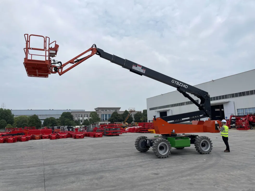 New Design 22m 24m 29m Telescopic Arm Cherry Picker 360 Turntable 270 Hanging Basket Rotation Self-Propelled Diesel/Lithium Hydraulic Boom Lift Manlift