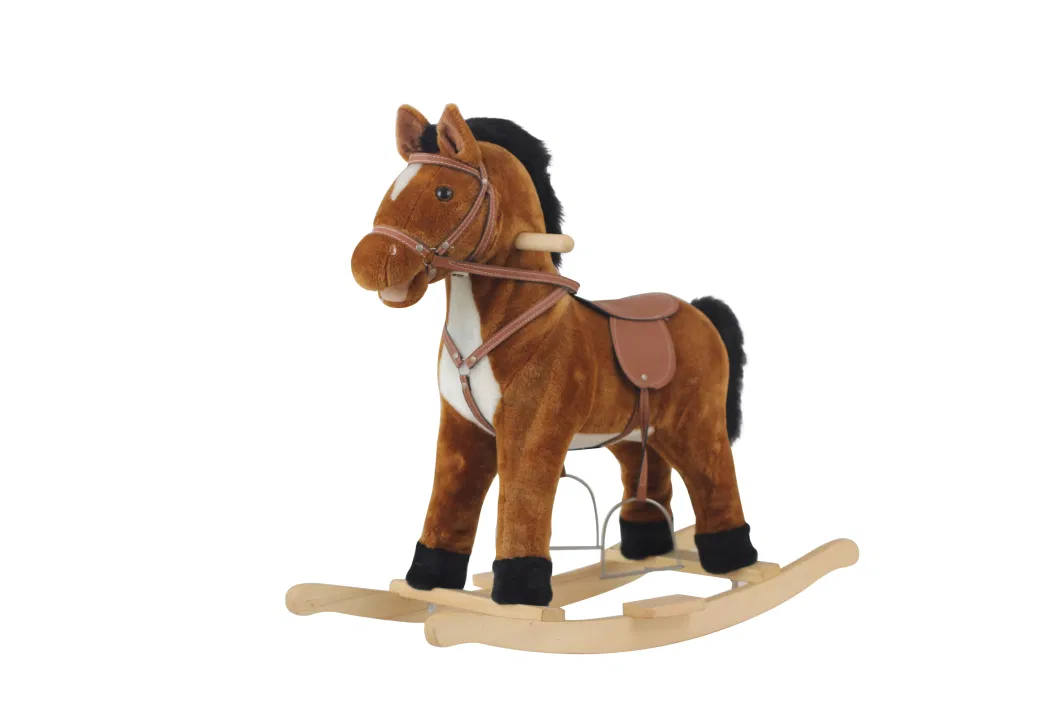 Rocking Horse Wooden Horse Children Shaking Horse Plush Toys Baby Baby First Birthday Gift Toys