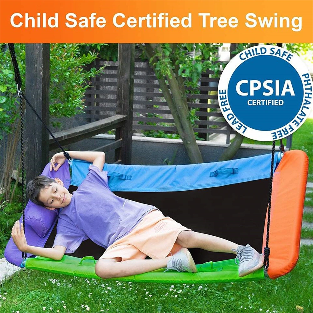 Large Garden Hammock Camping Trampoline Swing for Kids, Adults, with Durable Steel Frame Children Waterproof Adjustable Ropes