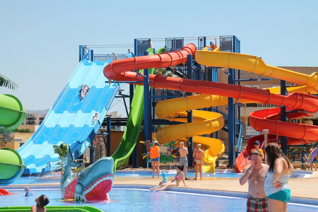 Customized Fiberglass Water Rainbow Spiral Slide Outdoor Water Park Equipment