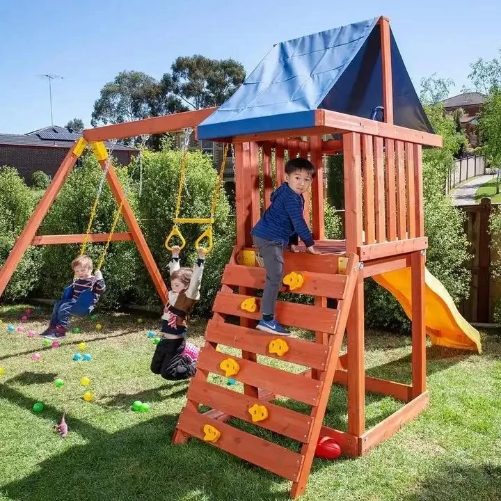 Children Baby Backyard Wooden Playground Outdoor Swing Set