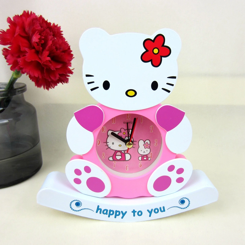 Factory Direct Sales Creative Cartoon Image Doraemon Hello Kitty Seesaw Shape Simple Cute Kids Alarm Clock Children Cartoon Clock