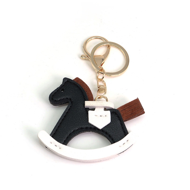 Leather Pony Pendant Rocking Horse Cartoon Creative Keychain Ornament