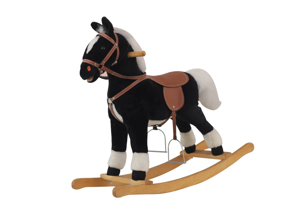 Wholesale Toddler Rocking Chair Trojan Rocking Horse Plush Dolls Wooden Riding Rocking Horse Plush Toys