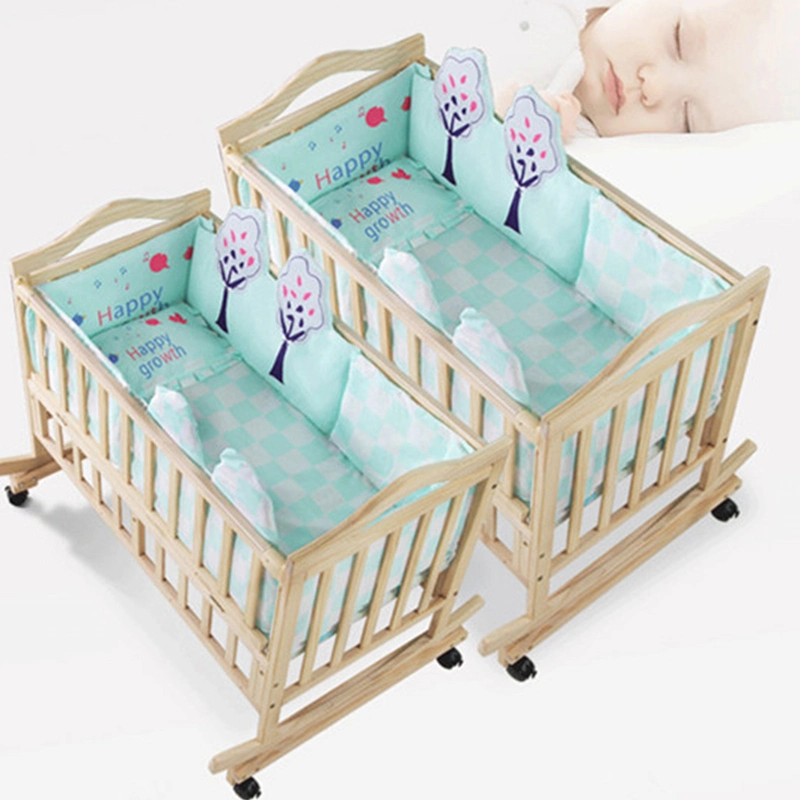 Solid Wood Baby Crib European Multi-Functional Newborn Pine Baby Bed Cradle/Children&prime;s Cot Bed