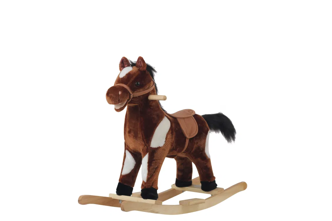 Rocking Horse Wooden Horse Children Shaking Horse Plush Toys Baby Baby First Birthday Gift Toys