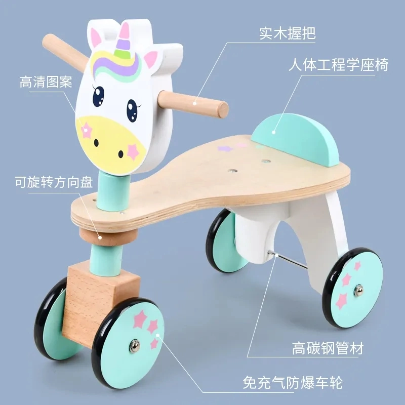 China Wholesale Custom Intellectual Educational Popular DIY Girl Kid Children Baby Wooden Pull Along Unicorn Rocking Horse Plush Doll Magical Learning Toy