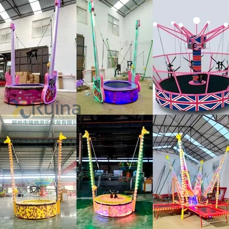 Factory Price Square Children Amusement Games 4 Seats Mobile Bungee Jumping Trampoline