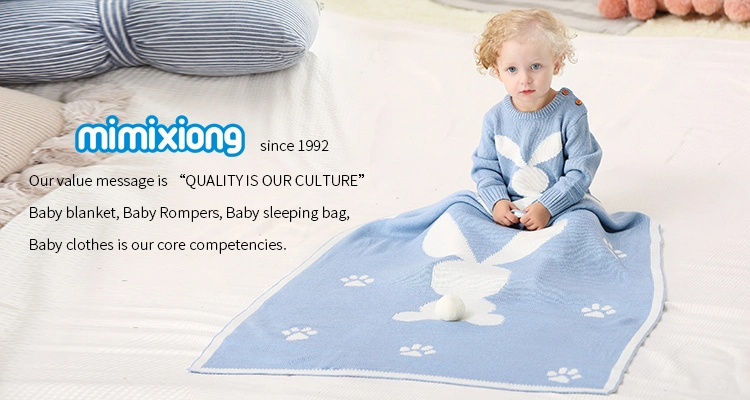 Wholesalle Mimixiong Newborn Baby Knitted Security Throw Swaddle Embroidery Cotton Blankets