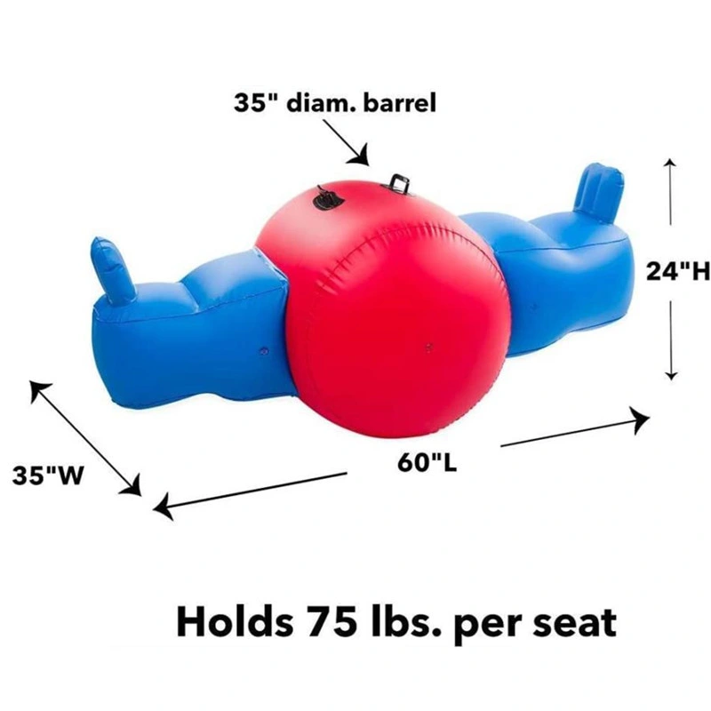 Heavy-Duty Vinyl Giant Inflatable Seesaw Rocker with Handles and Backrests for Two Kids