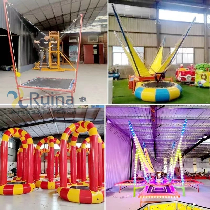 Factory Price Square Children Amusement Games 4 Seats Mobile Bungee Jumping Trampoline