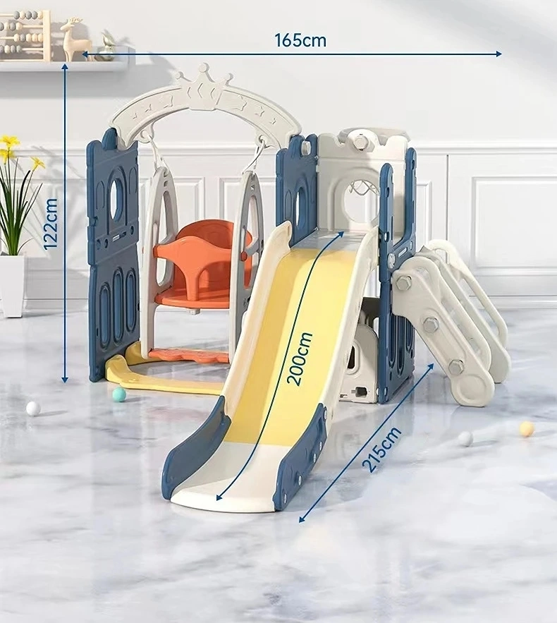 Children Plastic Toys Indoor Outdoor Playground Equipment Set 3 in 1 Height Adjustable Kids Swing Slide
