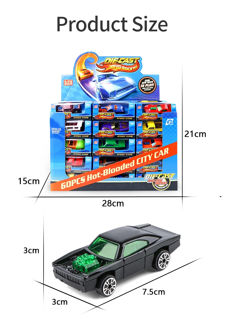 QS Amazon Hot Sale Toy Speed Racing Car Free Wheel 24PCS Metal Car Slide Alloy Toy Model 172 Scale Kids Diecast Car Toy