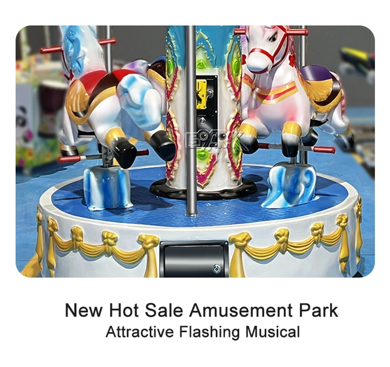 Coin Operated Carousel 3 People Amusement Rides Horse Carousel Merry Go Round