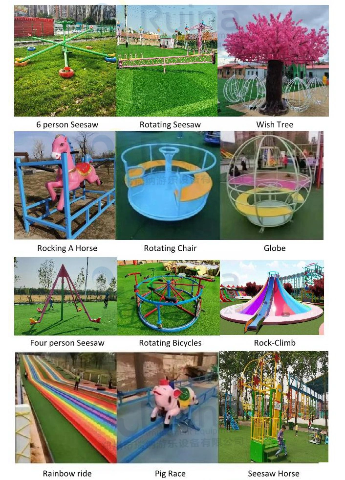 Factory Price Unpowered Amusement Park 4 Seats Rotating Seesaw for Outdoor Playground