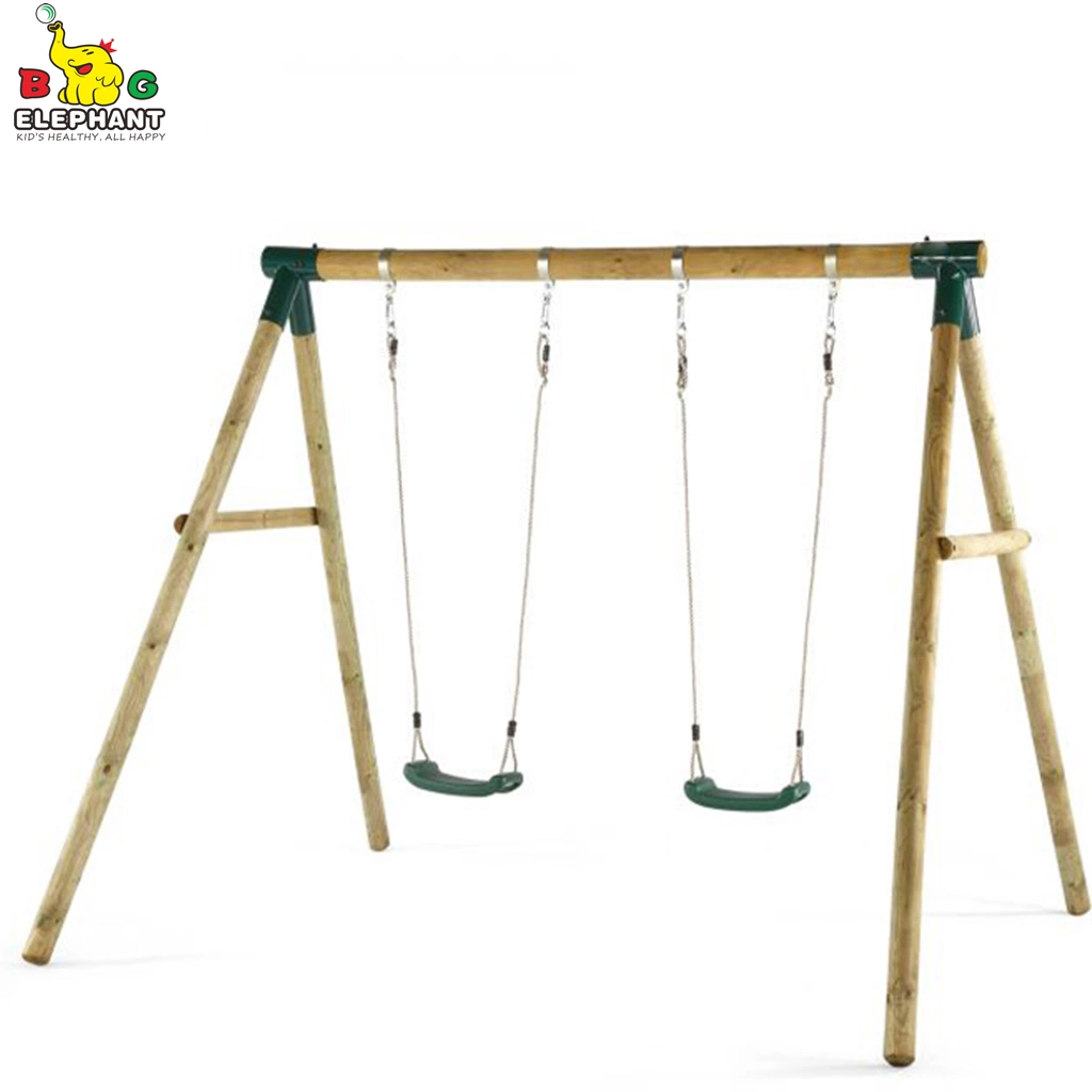 Heavy Duty Log Wooden Swing Set for 3-10 Years Old Child