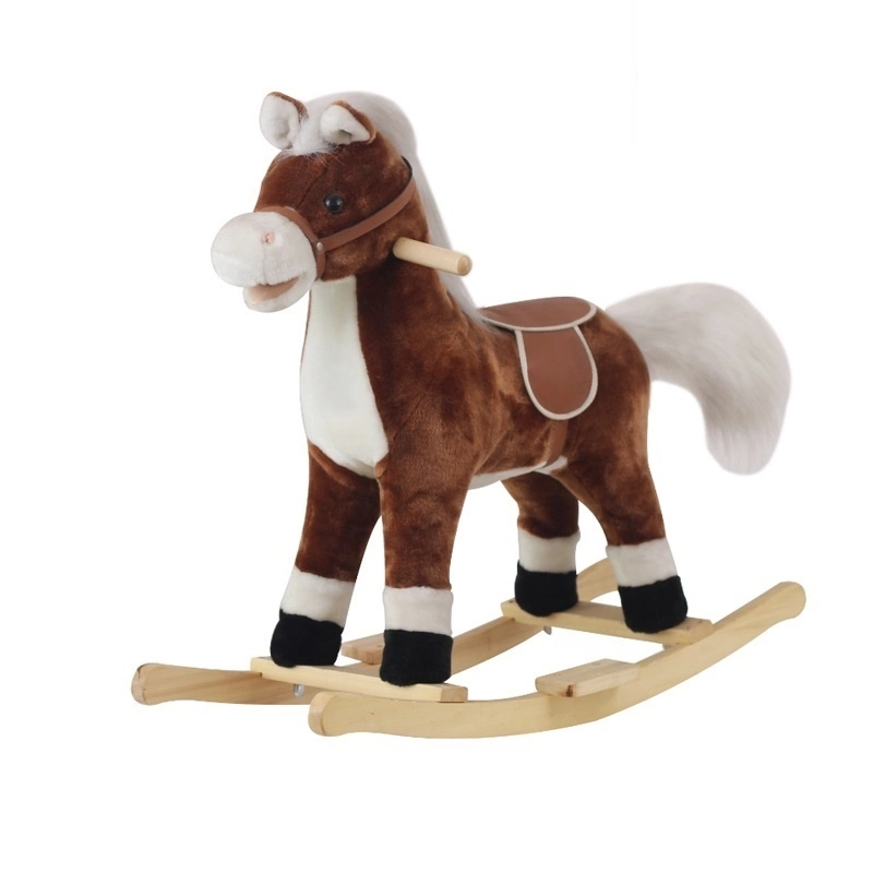 Ride on Trojan Electrical Plush Toy Custom Kids Rocking Horse Wooden Toy