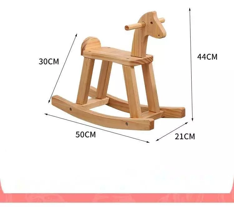 Modern Fashion Natural Solid Wood Children&prime; S Trojan Rocking Horse Toys for Kids