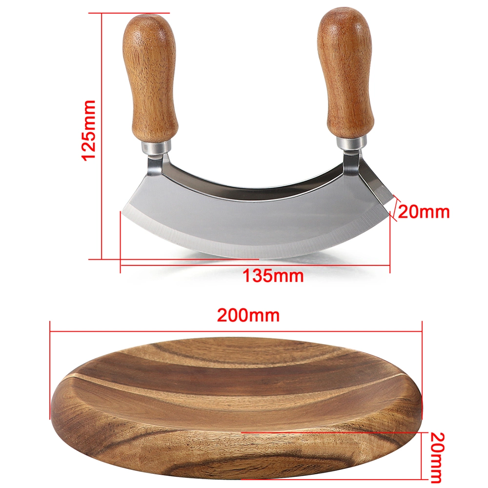 Double Wooden Handle Stainless Steel Swing Pizza Cutter Wheel Knife Shovel Mi25491