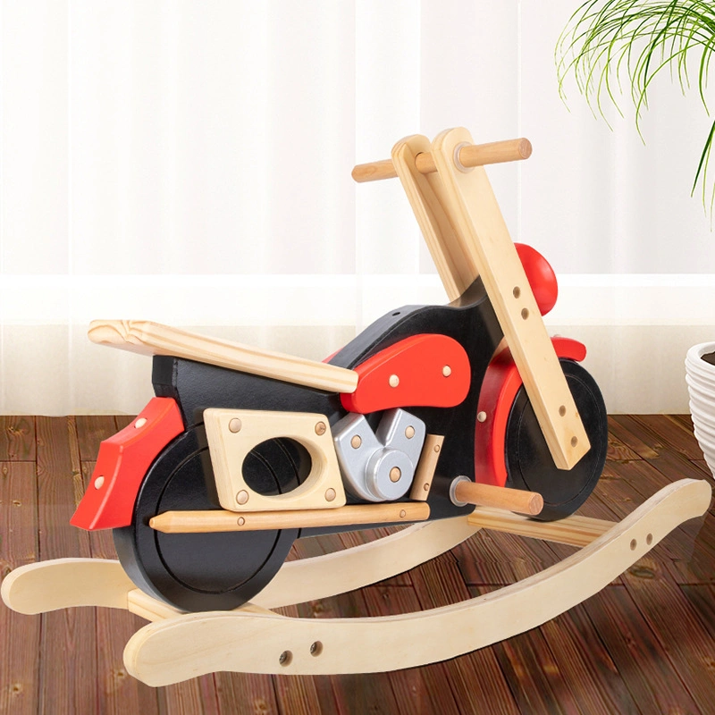 Children&prime;s Wooden Rocking Horse Motorcycle Balance Toy