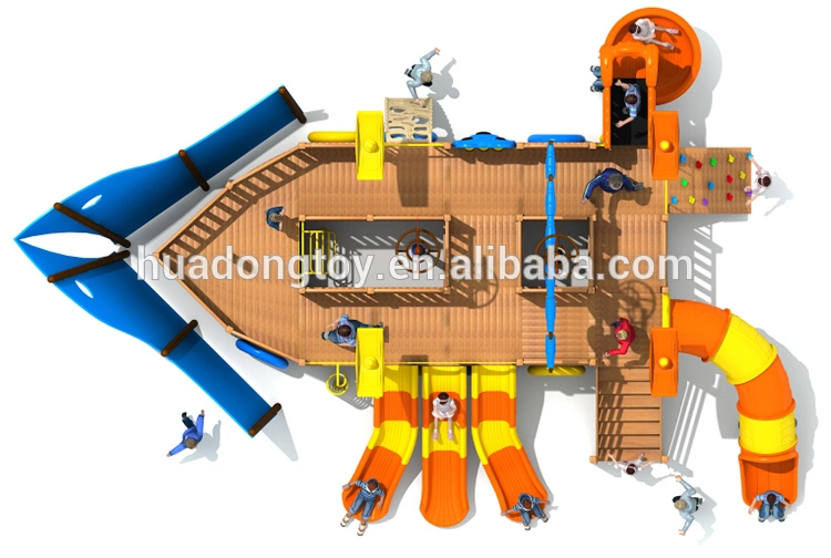 Latest Kids Outdoor Playground Pirate Ship Wooden Play Equipment