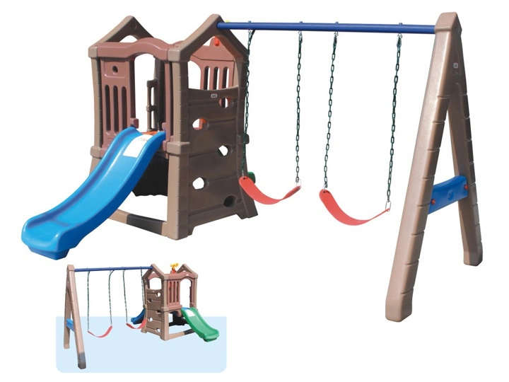 Factory Price Commercial Outdoor Playground Plastic Swing Set with Slide