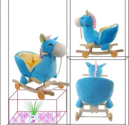 Hot Selling Plush Toy Wooden Rocking Chair Baby Products Rocking Horse Car