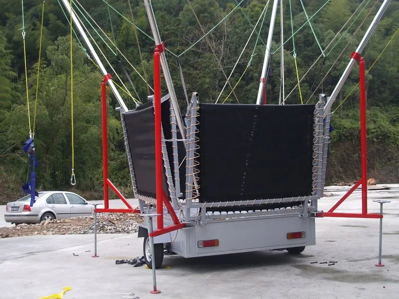 4 Station Bungee Jumping Trampoline with Trailer Portable Bungee Trampoline