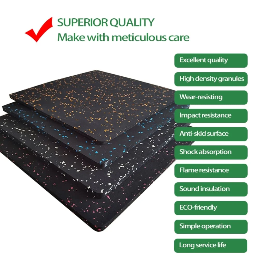 Multiple Color Options Non-Toxic Gym Sports Rubber Tiles Rubber Flooring Mats