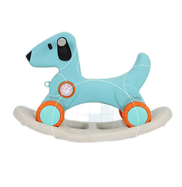 Indoor Playground Equipment Plastic Unicorn Rocking Horse Toy Riding Music Rocking Horse with Wheels