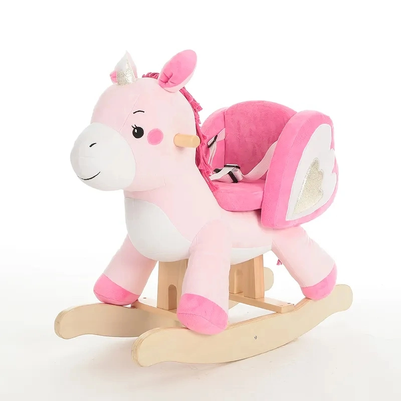 China Wholesale Custom Intellectual Educational Popular DIY Girl Kid Children Baby Wooden Pull Along Unicorn Rocking Horse Plush Doll Magical Learning Toy