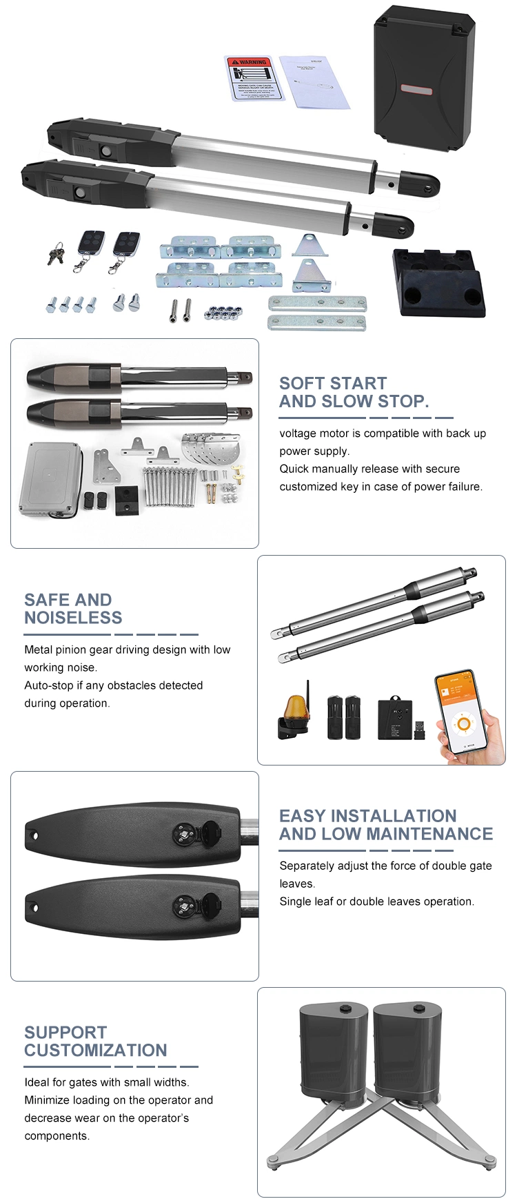 Heavy Duty Double Swing Door Horizontal Automatic Door Opener Automatic Swing Sw200