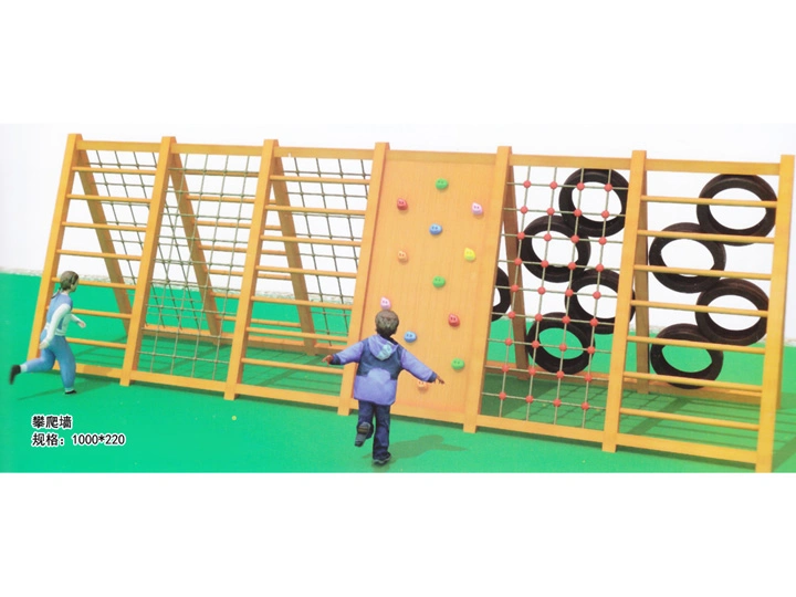Kindergarten Outdoor Play Games Children Wooden Climbing Equipment with Net