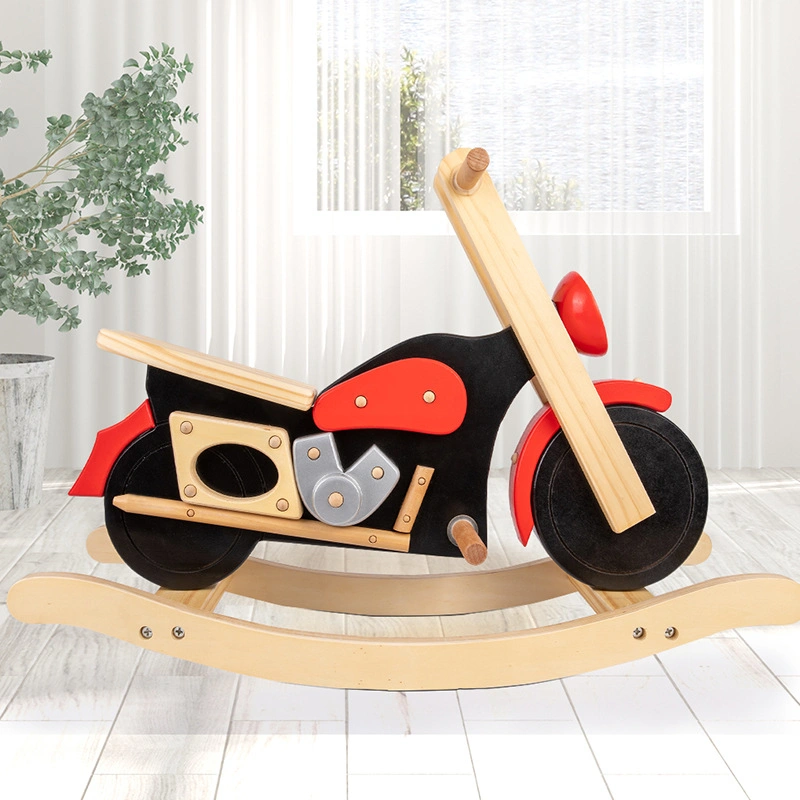 Children&prime;s Wooden Rocking Horse Motorcycle Balance Toy