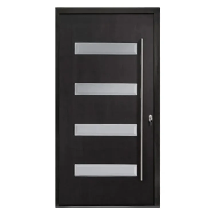 Tempered Coat Glass Pivot Solid Wood Door with Heavy Duty Hardware