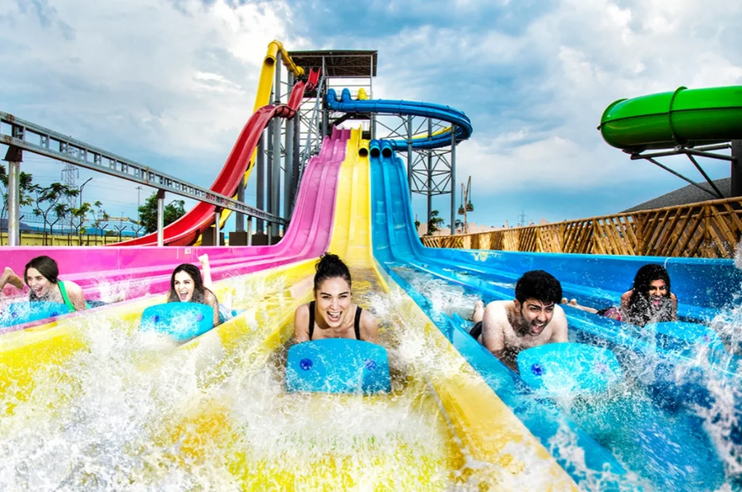 Large Outdoor Aqua Theme Water Park Adults Kids Fiberglass Spiral Slide