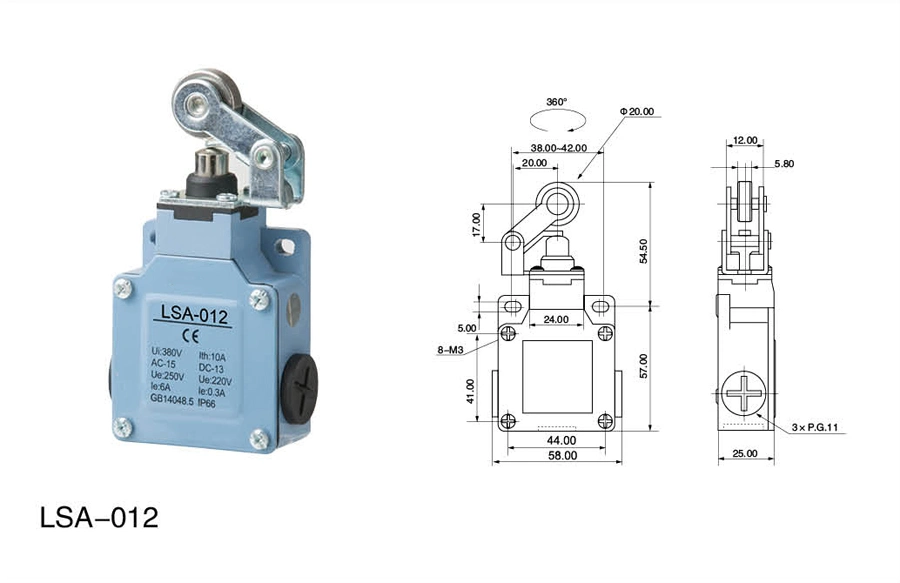 Lsa-012 Strength Waterproof Double Circuit Type Door Limit Switch for Tower Crane
