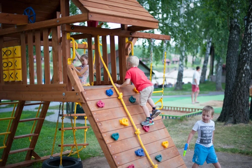 Outdoor Playground Children Wooden Backyard Kids Swing Equipment Set