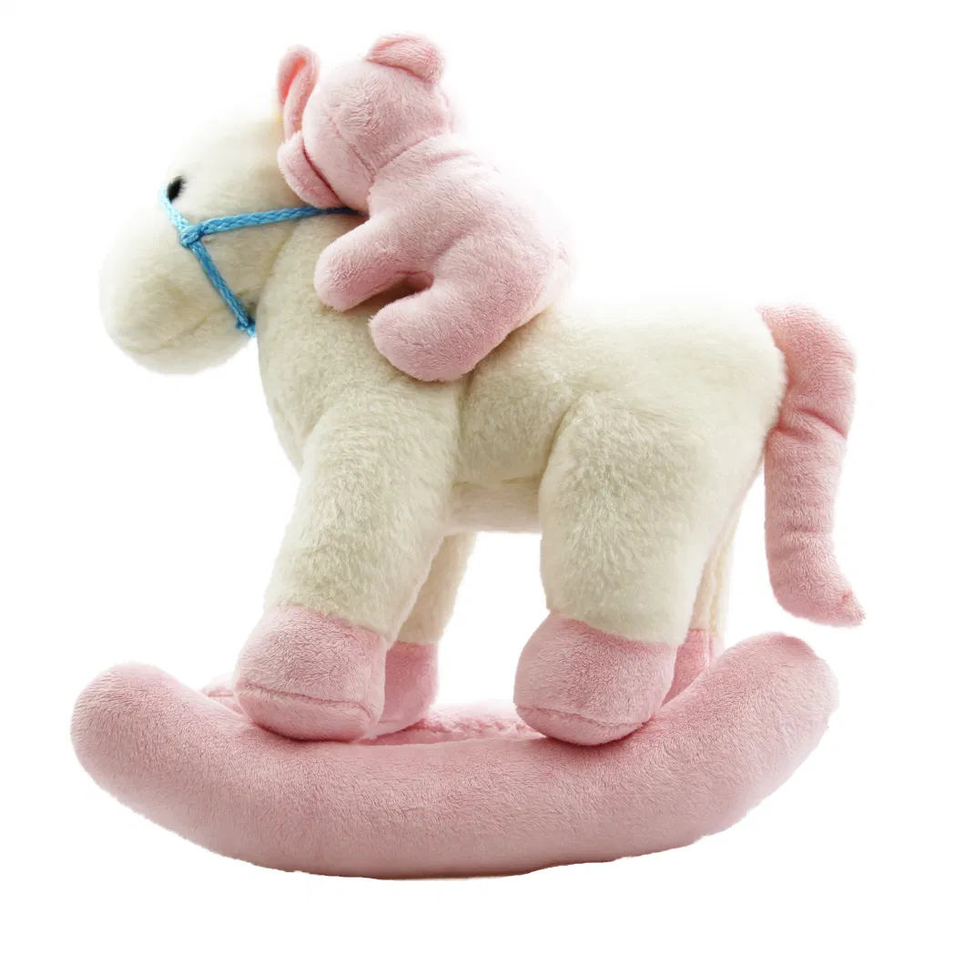 Soft Stuffed Pony with Baby Bear on It Plush Horse Toy for Children