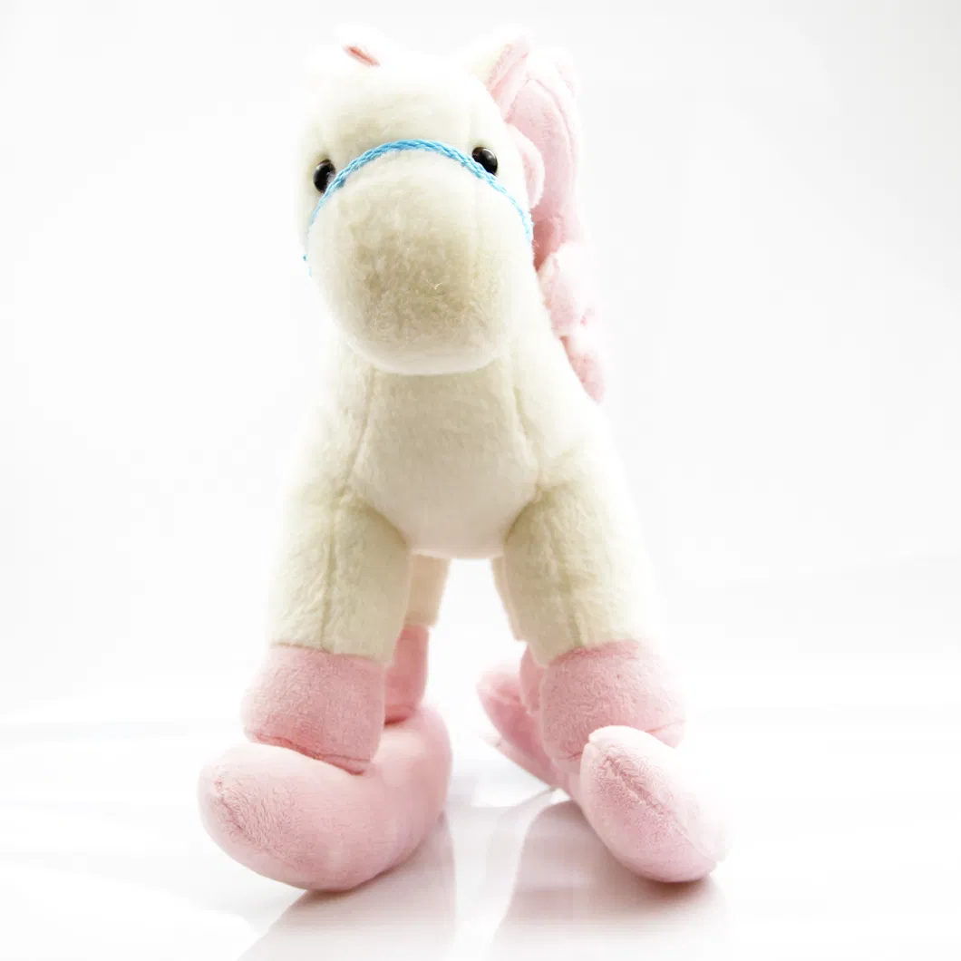 Soft Stuffed Pony with Baby Bear on It Plush Horse Toy for Children