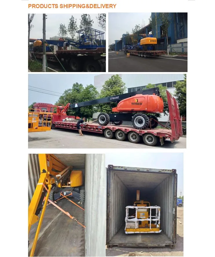 New Design 22m 24m 29m Telescopic Arm Cherry Picker 360 Turntable 270 Hanging Basket Rotation Self-Propelled Diesel/Lithium Hydraulic Boom Lift Manlift