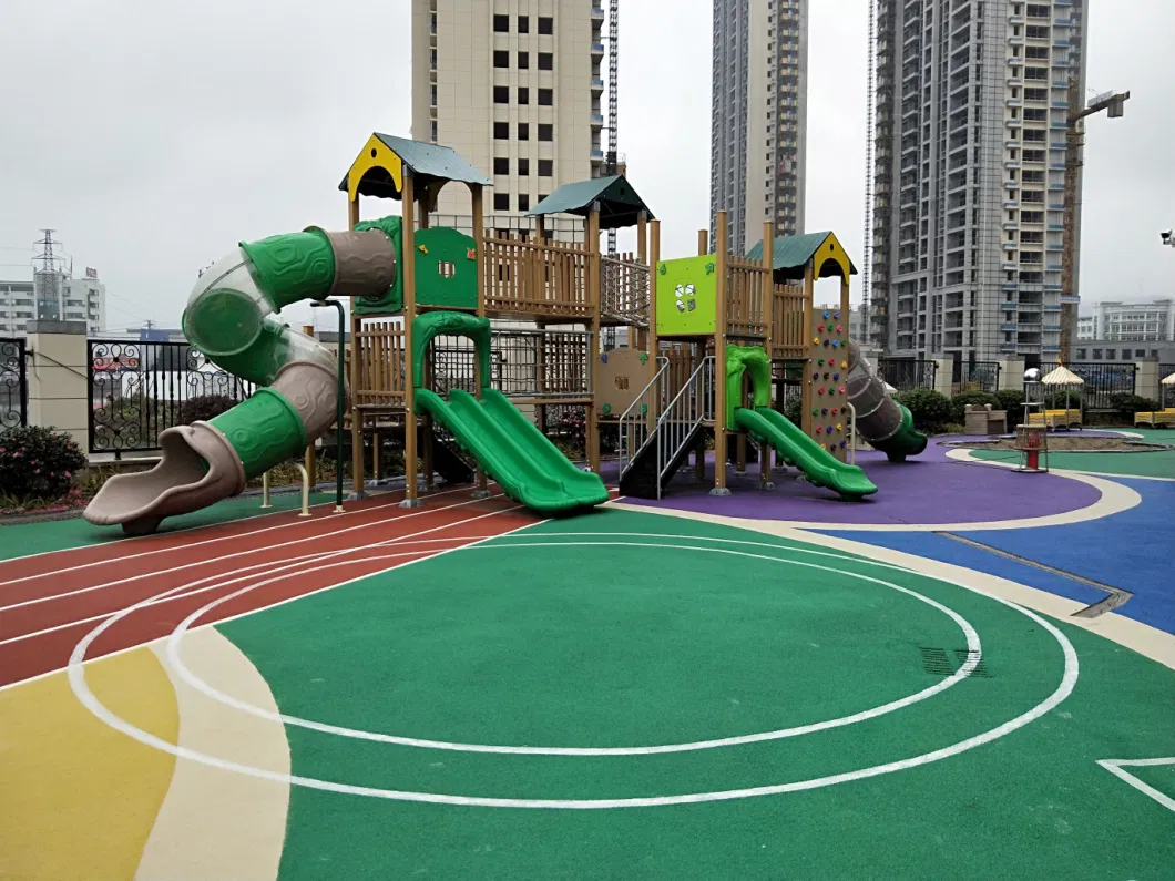 Children Outdoor Playground Slides Wood Plastic Play Equipment