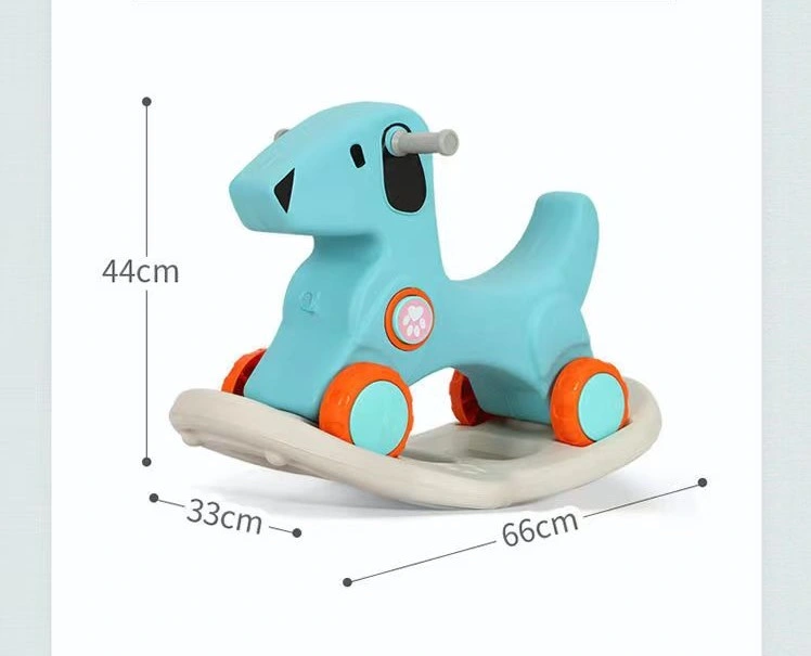Indoor Playground Equipment Plastic Unicorn Rocking Horse Toy Riding Music Rocking Horse with Wheels